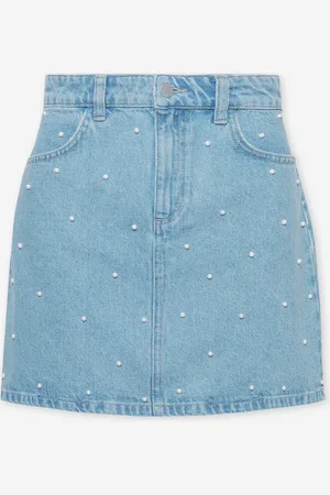 MOST WANTED Pearl Allover Denim Skirt Lichtblauw
