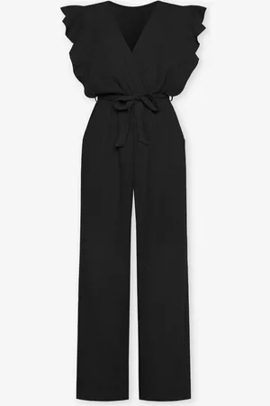 MOST WANTED Mousseline Ruffle Jumpsuit Tall Zwart