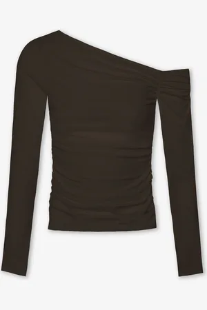 MOST WANTED Tamar Off Shoulder Ruched Top Donkerbruin