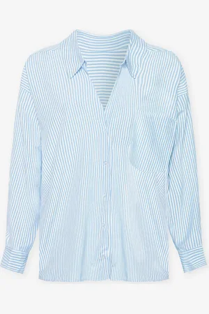 MOST WANTED Poplin Stripe Oversized Blouse Blauw