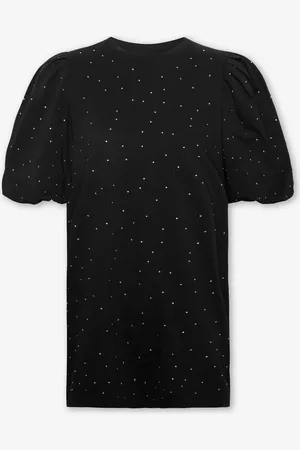 MOST WANTED Puff Sleeve Rhinestone Dress