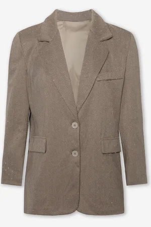 MOST WANTED Diamond Studs Herringbone Wrap Back Blazer