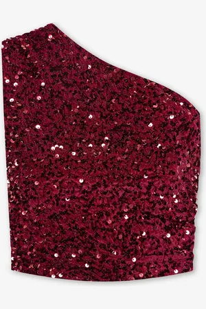 MOST WANTED Velvet Sequin Ruched Top