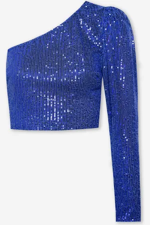 MOST WANTED Sequins One Shoulder Top Kobaltblauw