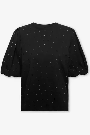 MOST WANTED Puff Sleeve Rhinestone Tee
