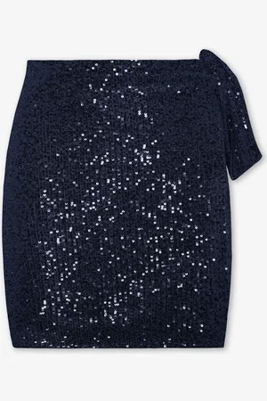 MOST WANTED Sequin Wrap Skirt Marineblauw