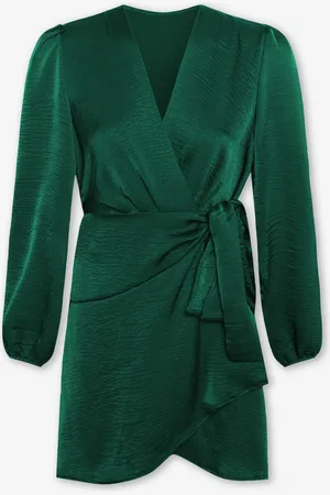 MOST WANTED Eline Satin Crinkle Wrap Dress