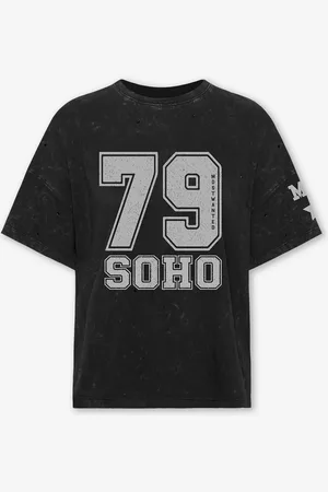 MOST WANTED 79 Soho Rhinestone Oversized Acid Tee