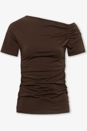 MOST WANTED Tamar Off Shoulder Short Sleeve Top Donkerbruin