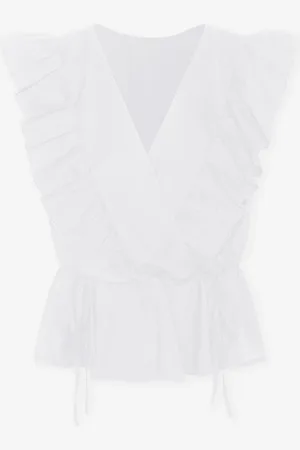 MOST WANTED Jade Sleeveless Poplin Ruffle Top Wit