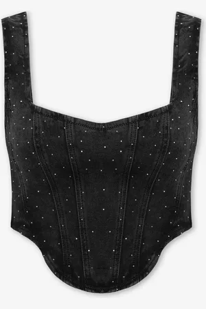 MOST WANTED Diamond Denim Corset Top