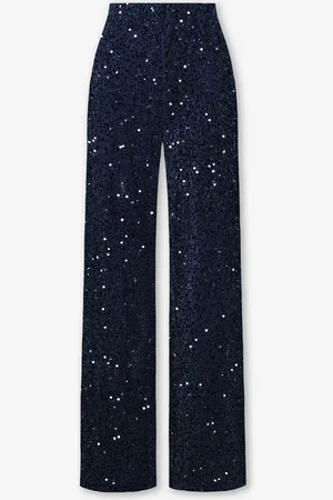 MOST WANTED Velvet Sequin Wide Leg Pants Marineblauw