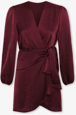 MOST WANTED Eline Satin Crinkle Wrap Dress