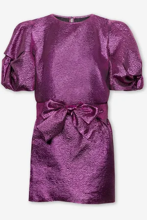 MOST WANTED Donna Metallic Puff Sleeve Belted Dress