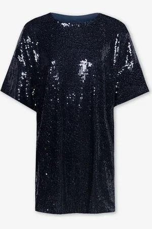 MOST WANTED Dahlia Sequins Tee Dress Marineblauw