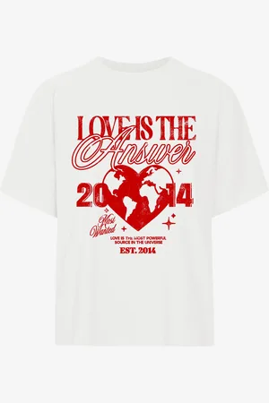 MOST WANTED Love Is The Answer Oversized Tee Crème