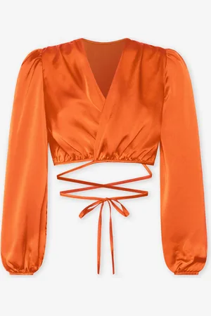 MOST WANTED Satin Wrap Cord Top Oranje
