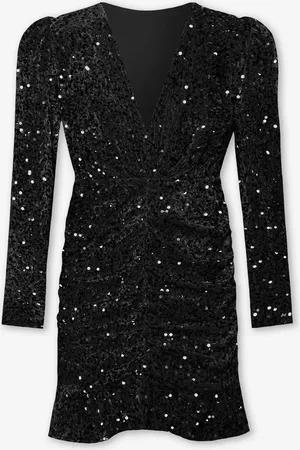 MOST WANTED Miley Velvet Sequin Dress Zwart
