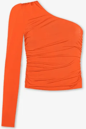 MOST WANTED One Sleeve Ruched Top Oranje