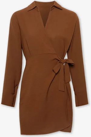 MOST WANTED Bente Wrap Dress Lichtbruin