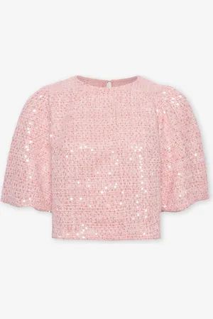MOST WANTED Sequins Boucle Puff Sleeve Top