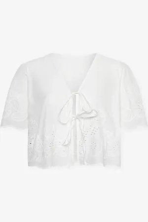MOST WANTED Cara Broderie Cord Top Crème
