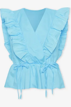 MOST WANTED Jade Sleeveless Poplin Ruffle Top