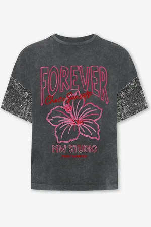 MOST WANTED Forever Sequin Sleeve Oversized Tee Acid