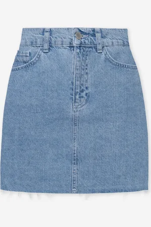 MOST WANTED Amy Denim Raw Edge Skirt Blauw
