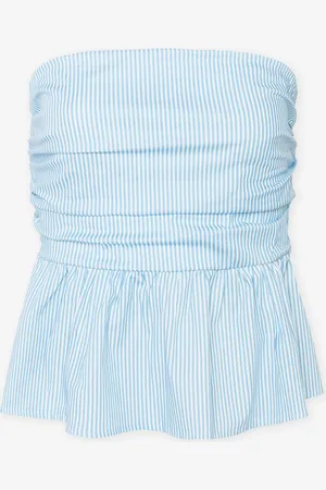 MOST WANTED Leia Stripe Peplum Top Lichtblauw