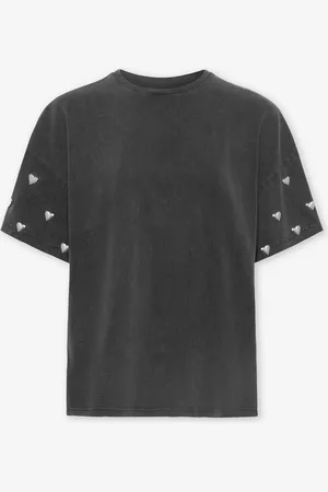 MOST WANTED Heart Stud Sleeve Oversized Tee Acid
