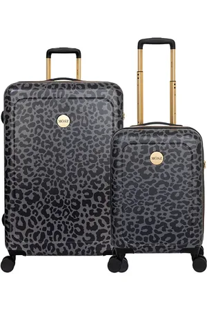 MŌSZ Dames kofferset zwarte luipaard print - 55 / 76 cm - MŌSZ Lauren