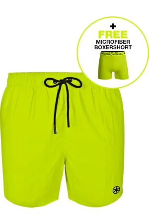 Muchachomalo Heren Zwembroek Groengeel + Gratis Microfiber boxershort