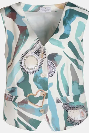 MUCHO GUSTO Gilet Moon Aquarel Groen met Paisley Print