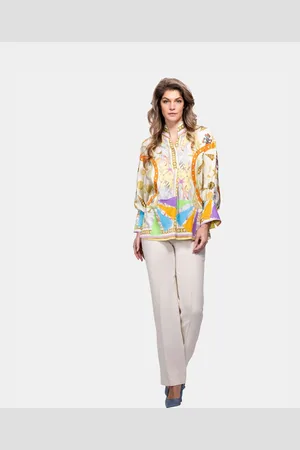 MUCHO GUSTO Blouse Lecce Nautische Print met Kwastjes