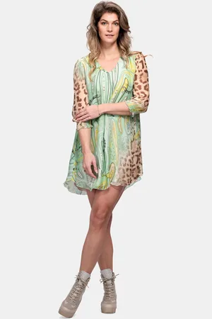 MUCHO GUSTO Jurk San Leo Groene Paisley met Luipaardprint