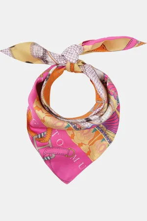 MUCHO GUSTO Zijden Sjaal Abu Dhabi Medium Oranje Gebloemd patchwork