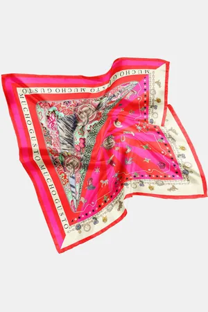 MUCHO GUSTO ® Zijden Sjaal New York - Rood & Fuchsia Luxe
