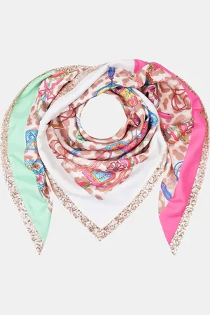 MUCHO GUSTO ® Sjaal Panterprint met Handgetekende Tasjes & Pailletafwerking