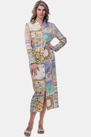 MUCHO GUSTO ® Jurk Francis Bay Groen Blauw Multipatchwork