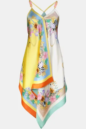 MUCHO GUSTO ® Scarf Dress Tirreno Kleurrijke Zonnebloemprint