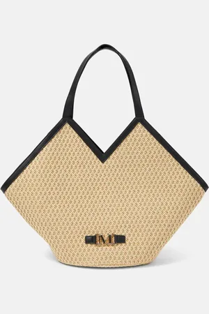Max Mara Luigi leather-trimmed raffia tote bag