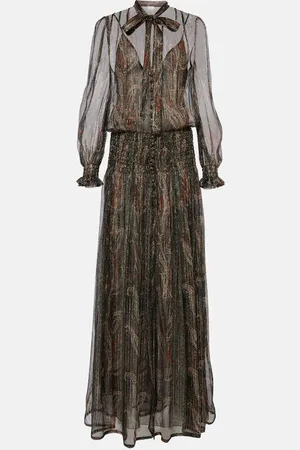 Saint Laurent Paisley silk-blend crepon maxi dress