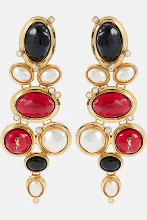Saint Laurent Cassandre embellished clip-on earrings