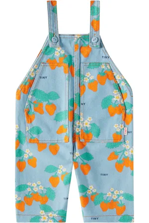 Tiny Cottons Baby logo printed denim overalls