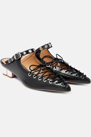 Ganni Faux leather lace-up mules