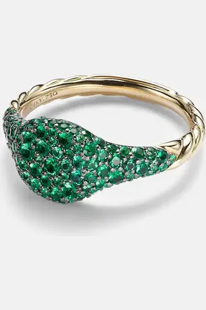 David Yurman Petite PavÃ© 18kt pinky ring with emeralds