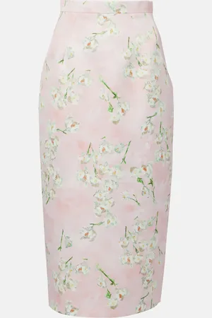 EMILIA WICKSTEAD Lorelei floral taffeta faille pencil skirt