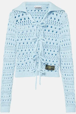 Ganni Open-knit cotton-blend cardigan