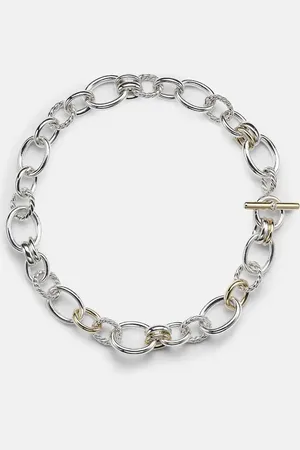 David Yurman DY MercerÂ® sterling and 18kt gold chain necklace with diamonds
